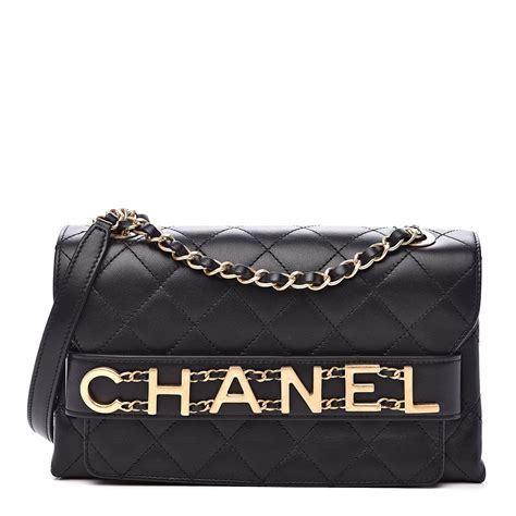 chanel calfskin quilted enchained flap black